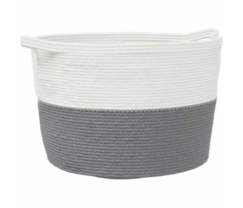 Veļas Grozs, Pelēks Un Balts, Ø60X36 Cm, Kokvilna Vidaxl
