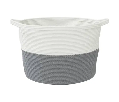 Veļas Grozs, Pelēks Un Balts, Ø60X36 Cm, Kokvilna Vidaxl