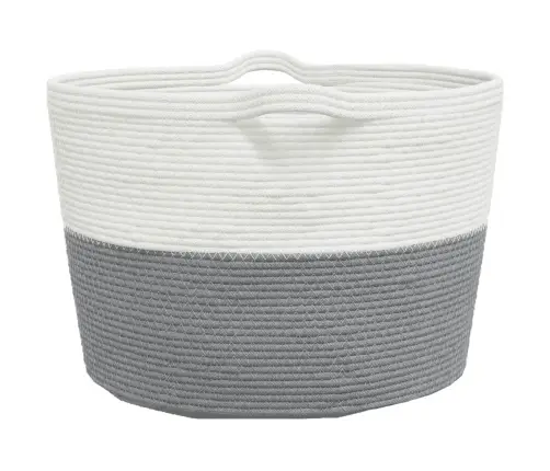 Veļas Grozs, Pelēks Un Balts, Ø60X36 Cm, Kokvilna Vidaxl