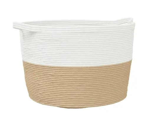 Pesukorv, Beež Ja Valge, Ø60X36 cm Puuvill