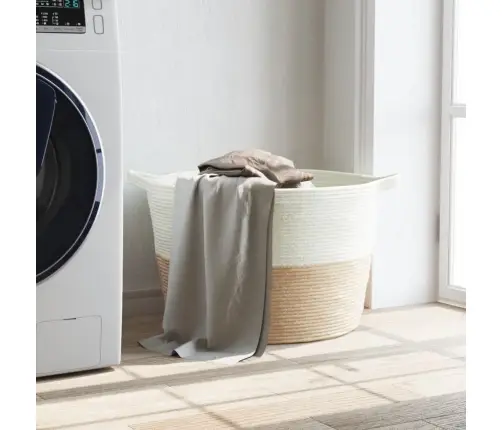 Pesukorv, Beež Ja Valge, Ø60X36 cm Puuvill