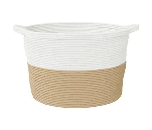 Pesukorv, Beež Ja Valge, Ø60X36 cm Puuvill