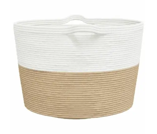 Pesukorv, Beež Ja Valge, Ø60X36 cm Puuvill