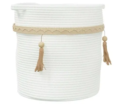 Uzglabāšanas Grozs, Balts, Ø38X36 Cm, Kokvilna Vidaxl