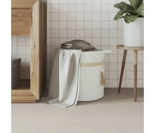 Uzglabāšanas Grozs, Balts, Ø38X36 Cm, Kokvilna Vidaxl