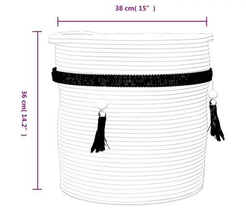 Uzglabāšanas Grozs, Balts, Ø38X36 Cm, Kokvilna Vidaxl