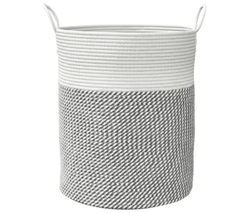Uzglabāšanas Grozs, Pelēks Ar Baltu, Ø38X46 Cm, Kokvilna Vidaxl