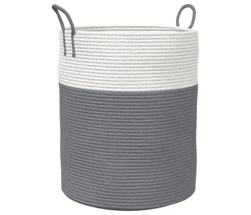 Hoiukorv, Hall Ja Valge, Ø38X46 cm Puuvill
