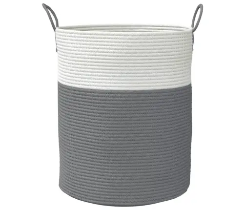 Hoiukorv, Hall Ja Valge, Ø38X46 cm Puuvill