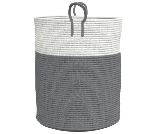 Hoiukorv, Hall Ja Valge, Ø38X46 cm Puuvill