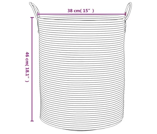 Hoiukorv, Hall Ja Valge, Ø38X46 cm Puuvill