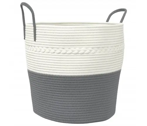 Uzglabāšanas Grozs, Pelēks Ar Baltu, Ø43X38 Cm, Kokvilna Vidaxl