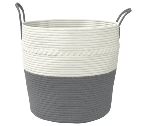 Uzglabāšanas Grozs, Pelēks Ar Baltu, Ø43X38 Cm, Kokvilna Vidaxl