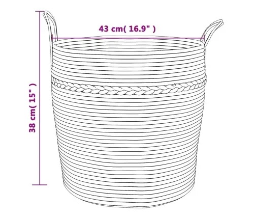 Uzglabāšanas Grozs, Pelēks Ar Baltu, Ø43X38 Cm, Kokvilna Vidaxl