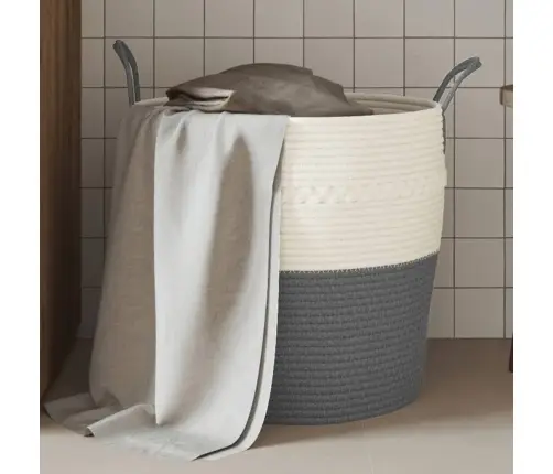 Uzglabāšanas Grozs, Pelēks Ar Baltu, Ø43X38 Cm, Kokvilna Vidaxl