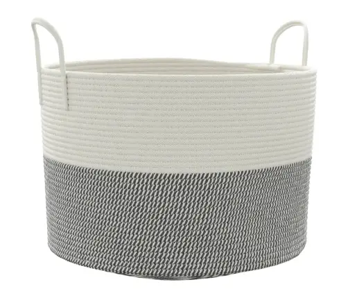 Hoiukorv, Hall Ja Valge, Ø51X33 cm Puuvill