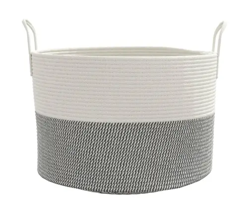 Hoiukorv, Hall Ja Valge, Ø51X33 cm Puuvill