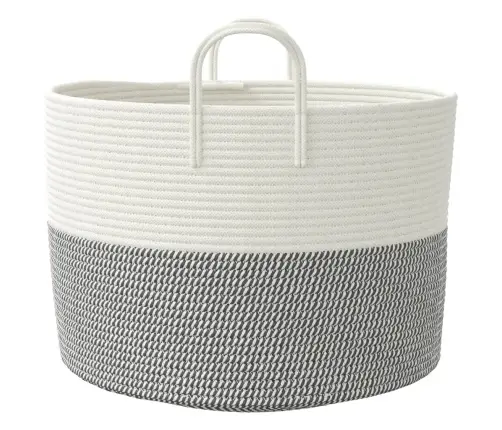 Hoiukorv, Hall Ja Valge, Ø51X33 cm Puuvill