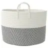 Hoiukorv, Hall Ja Valge, Ø51X33 cm Puuvill
