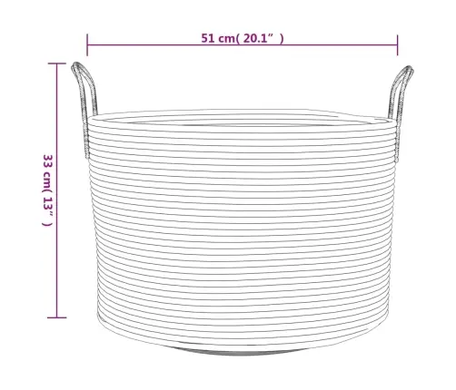 Hoiukorv, Hall Ja Valge, Ø51X33 cm Puuvill