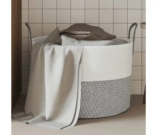 Hoiukorv, Hall Ja Valge, Ø51X33 cm Puuvill