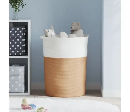 Uzglabāšanas Grozs, Brūns Ar Baltu, Ø49X65 Cm, Kokvilna Vidaxl