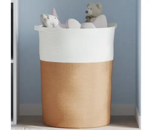 Uzglabāšanas Grozs, Brūns Ar Baltu, Ø49X65 Cm, Kokvilna Vidaxl