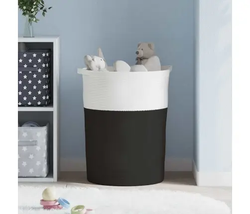 Uzglabāšanas Grozs, Melns Ar Baltu, Ø49X65 Cm, Kokvilna Vidaxl