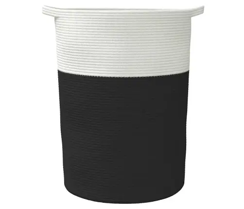 Uzglabāšanas Grozs, Melns Ar Baltu, Ø49X65 Cm, Kokvilna Vidaxl