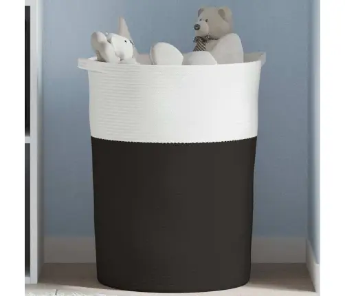 Uzglabāšanas Grozs, Melns Ar Baltu, Ø49X65 Cm, Kokvilna Vidaxl