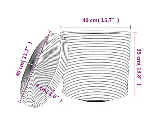 Kaanega Hoiukorv, Pruun Ja Valge, Ø40X35 cm Puuvill