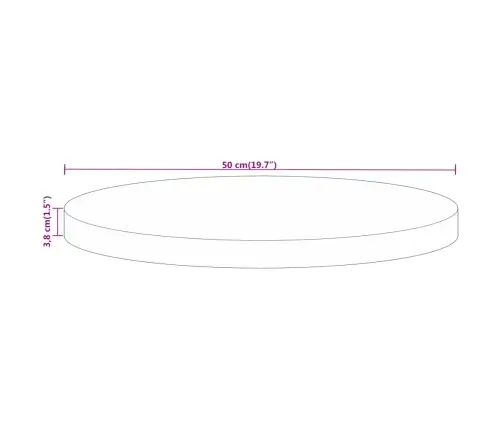 Galda Virsma, Ø 50X3,8 Cm, Apaļa, Mango Masīvkoks Vidaxl