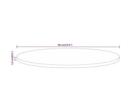 Galda Virsma, Ø 60X1,5 Cm, Apaļa, Mango Masīvkoks Vidaxl