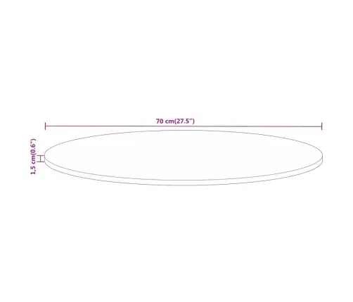 Galda Virsma, Ø 70X1,5 Cm, Apaļa, Mango Masīvkoks Vidaxl