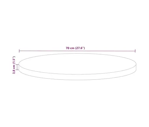 Galda Virsma, Ø 70X3,8 Cm, Apaļa, Pārstrādāts Masīvkoks Vidaxl