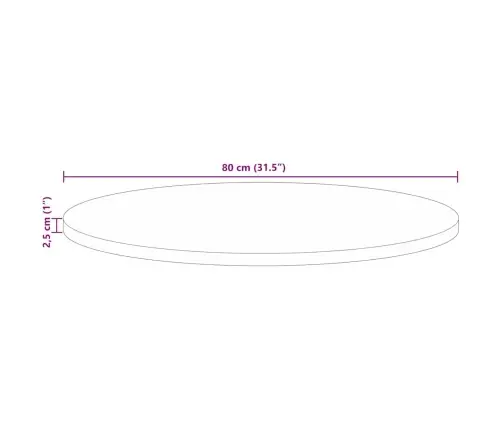 Stalviršis, 80X2,5cm Perdirbtos Medienos Masyvas, Apskritas