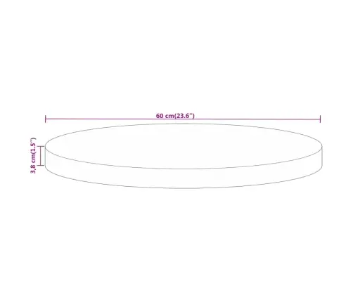 Galda Virsma, Ø 60X3,8 Cm, Apaļa, Mango Masīvkoks Vidaxl