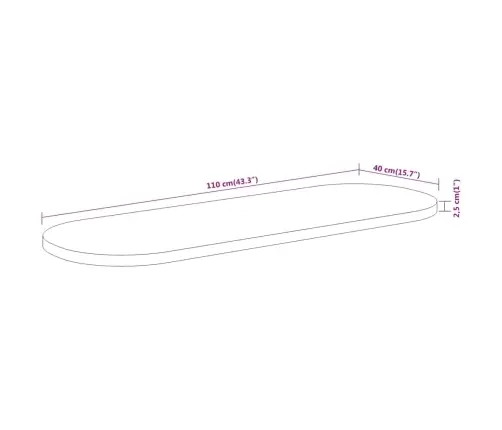 Lauaplaat, 110 X 40 X 2,5 cm Ovaalne, Akaatsiapuit
