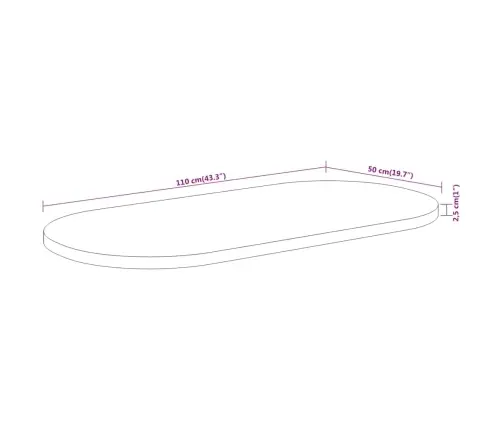 Galda Virsma, 110X50X2,5 Cm, Ovāla, Akācijas Masīvkoks Vidaxl