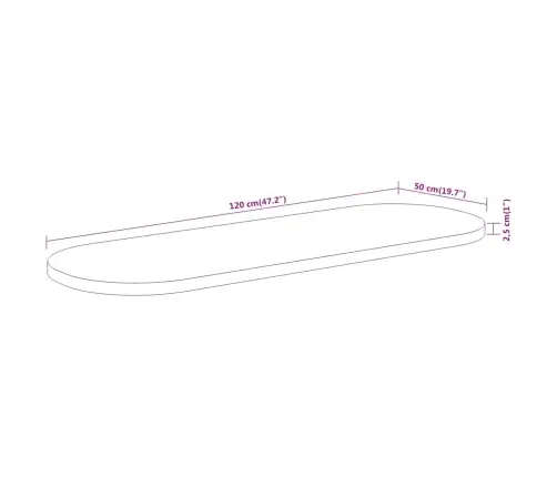 Lauaplaat, 120 X 50 X 2,5 cm Ovaalne, Akaatsiapuit