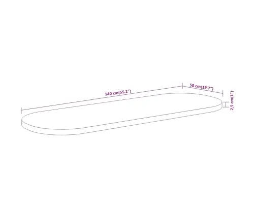 Lauaplaat, 140 X 50 X 2,5 cm Ovaalne, Akaatsiapuit