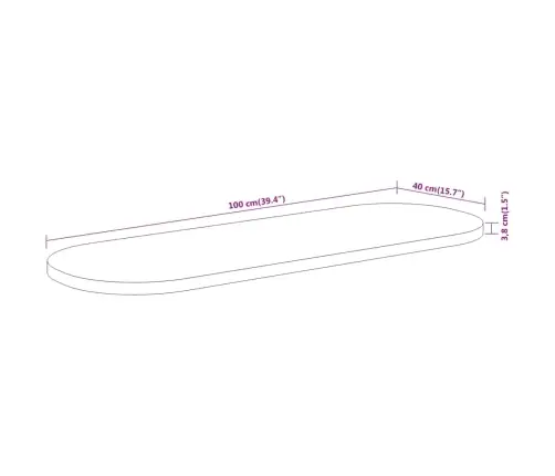 Galda Virsma, 100X40X3,8 Cm, Ovāla, Akācijas Masīvkoks Vidaxl