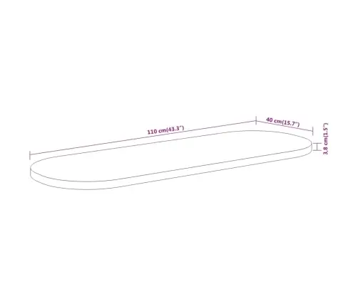Galda Virsma, 110X40X3,8 Cm, Ovāla, Akācijas Masīvkoks Vidaxl