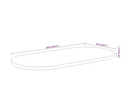 Galda Virsma, 100X50X3,8 Cm, Ovāla, Akācijas Masīvkoks Vidaxl