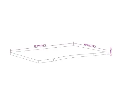 Lauaplaat, 80X60X2,5 cm Ristkülikukujuline, Akaatsiapuit