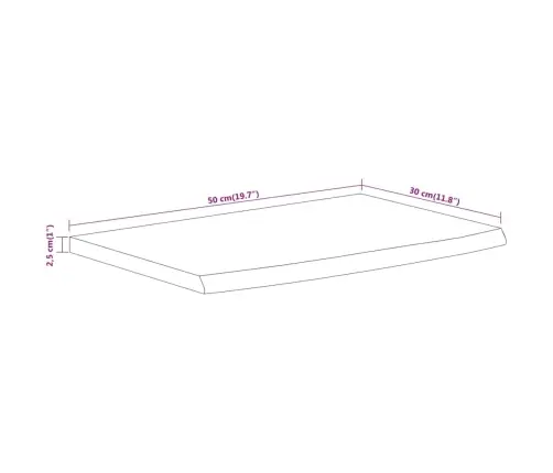 Sienas Plaukts, 50X30X2,5 Cm, Taisnstūra, Akācijas Masīvkoks Vidaxl