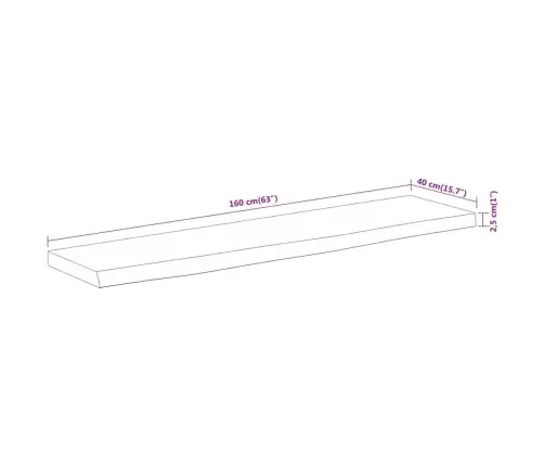 Galda Virsma, 160X40X2,5 Cm, Taisnstūra, Akācijas Masīvkoks Vidaxl