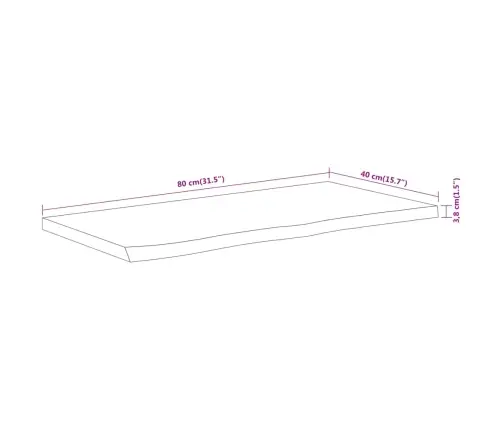 Lauaplaat 80X40X3,8 Cm Ristkülik Akaatsiapuit Naturaalne Serv