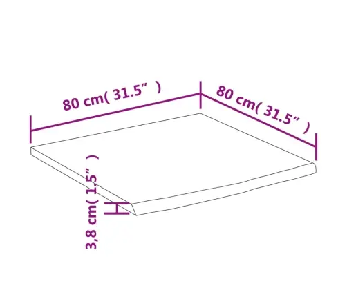 Galda Virsma, 80X80X3,8 Cm, Akācijas Masīvkoks, Kvadrāta Forma Vidaxl
