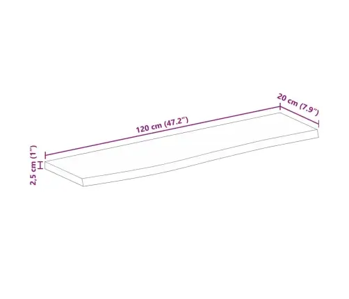 Stalviršis, 120X20X2,5cm Mango Masyvas, Su Gyvu Kraštu